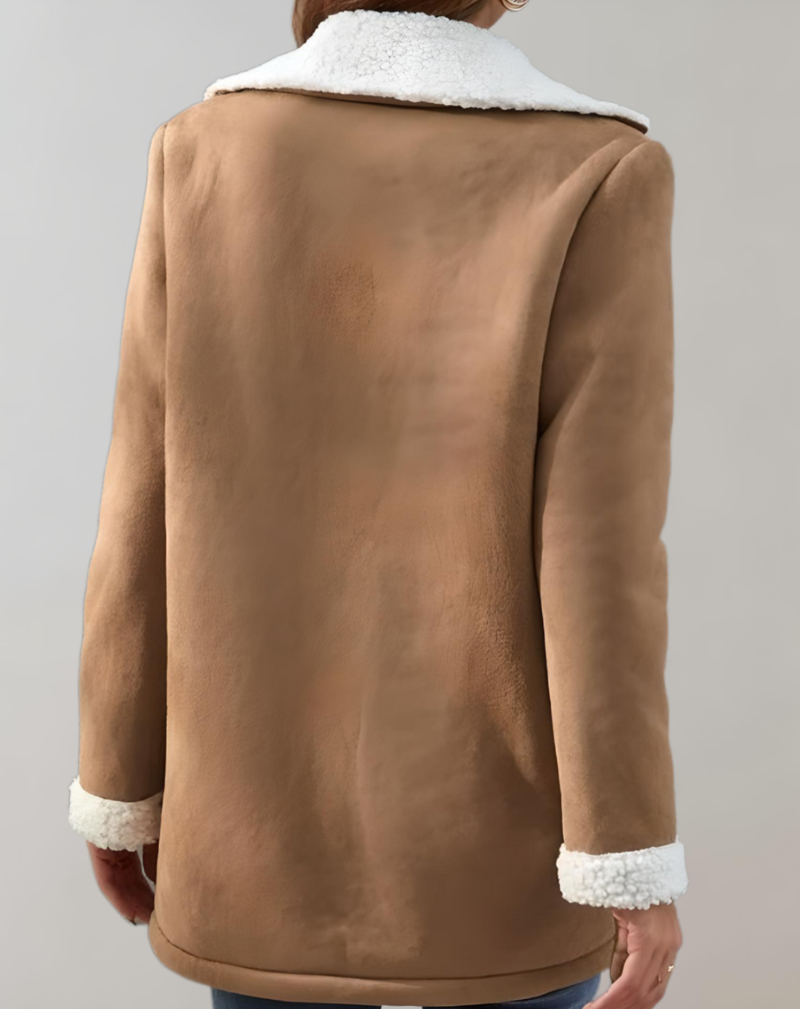 Luna - Thick and warm wool winter coat with fleece lining, pockets and button closure