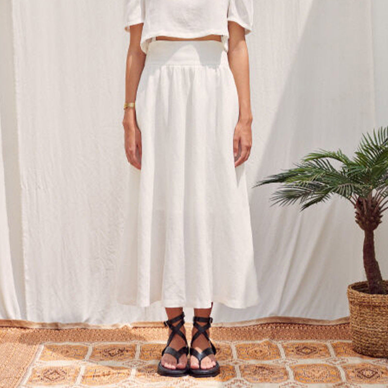 Flowing midi skirt with elasticated waistband