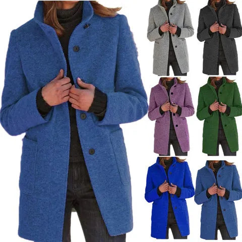 Women's coat with stand-up collar