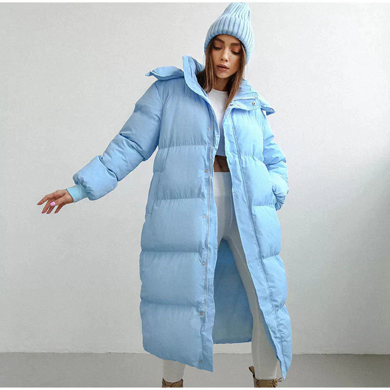 Jessica - Lined long down winter jacket for women