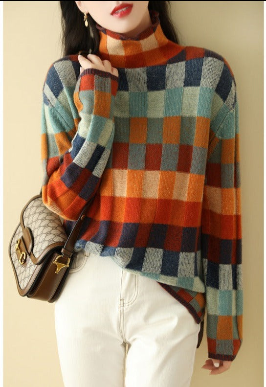 Elegant print turtleneck jumper