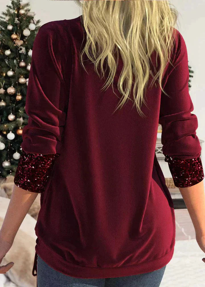 Wine red long-sleeved top