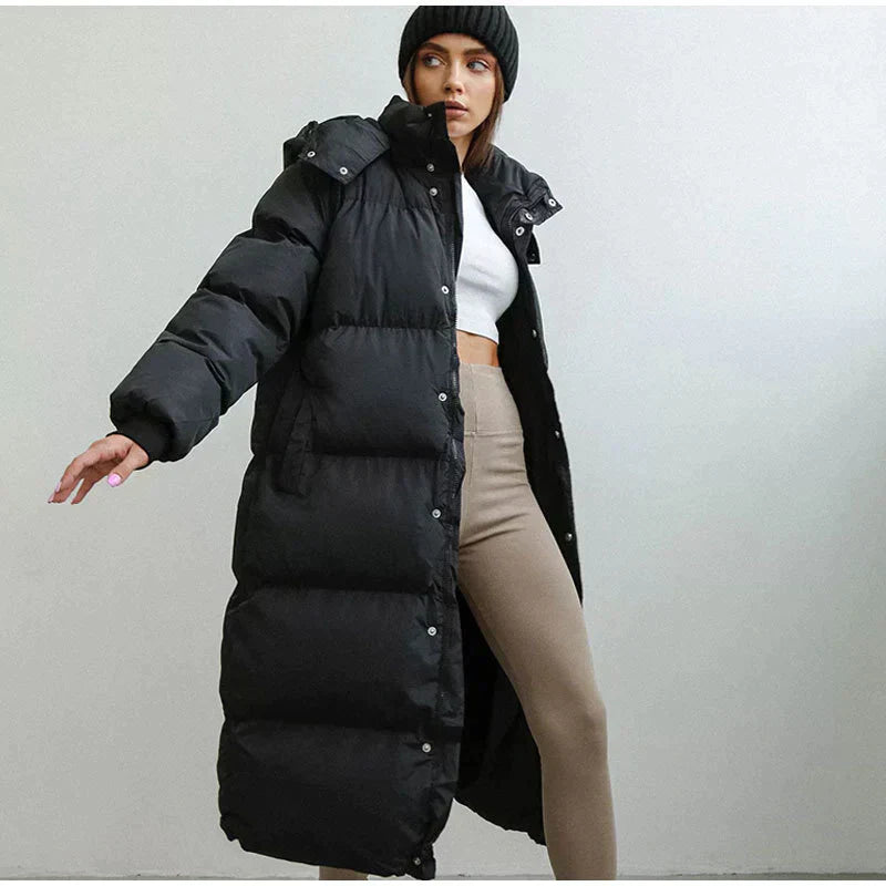 Jessica - Lined long down winter jacket for women