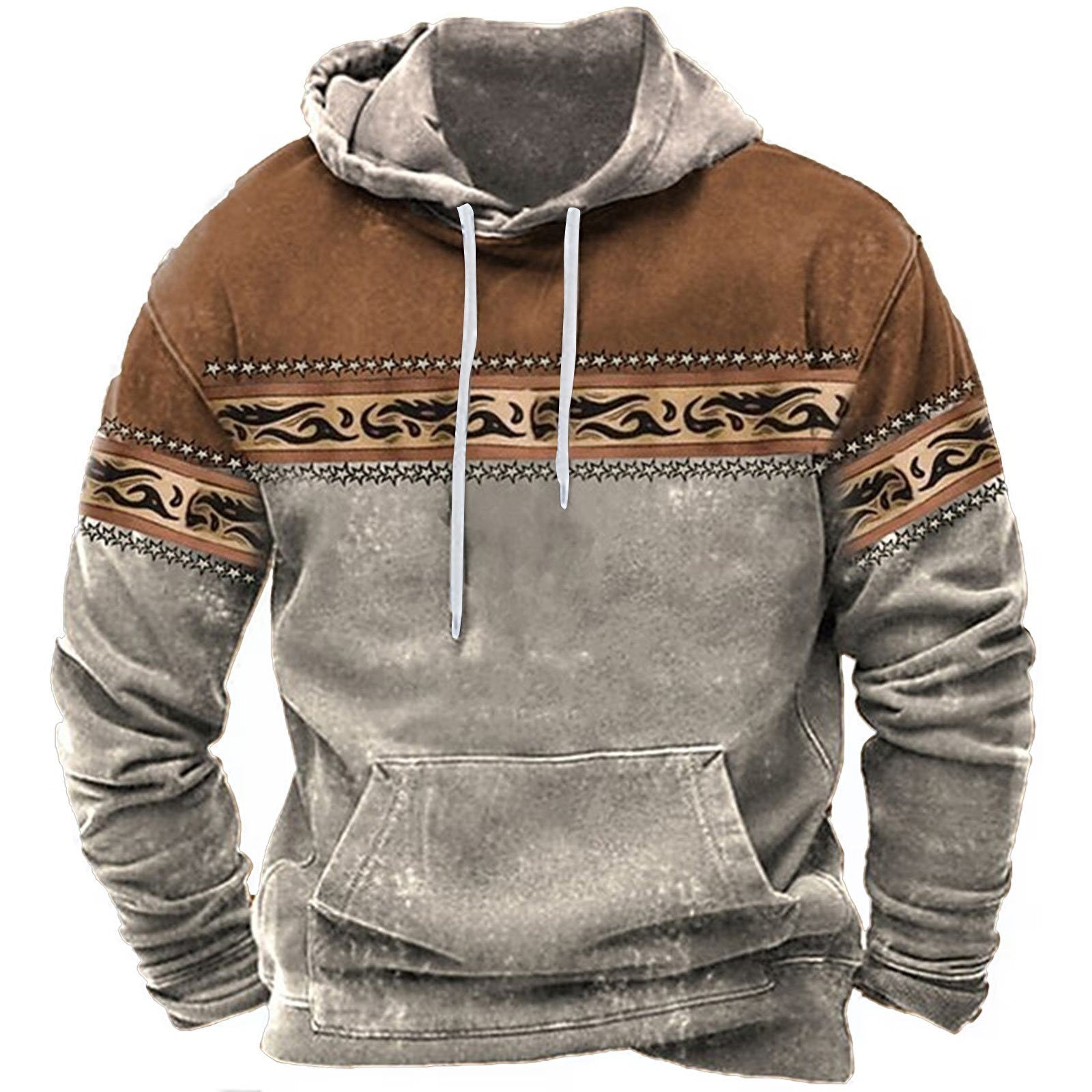 Vintage graphic print loose hoodies for men