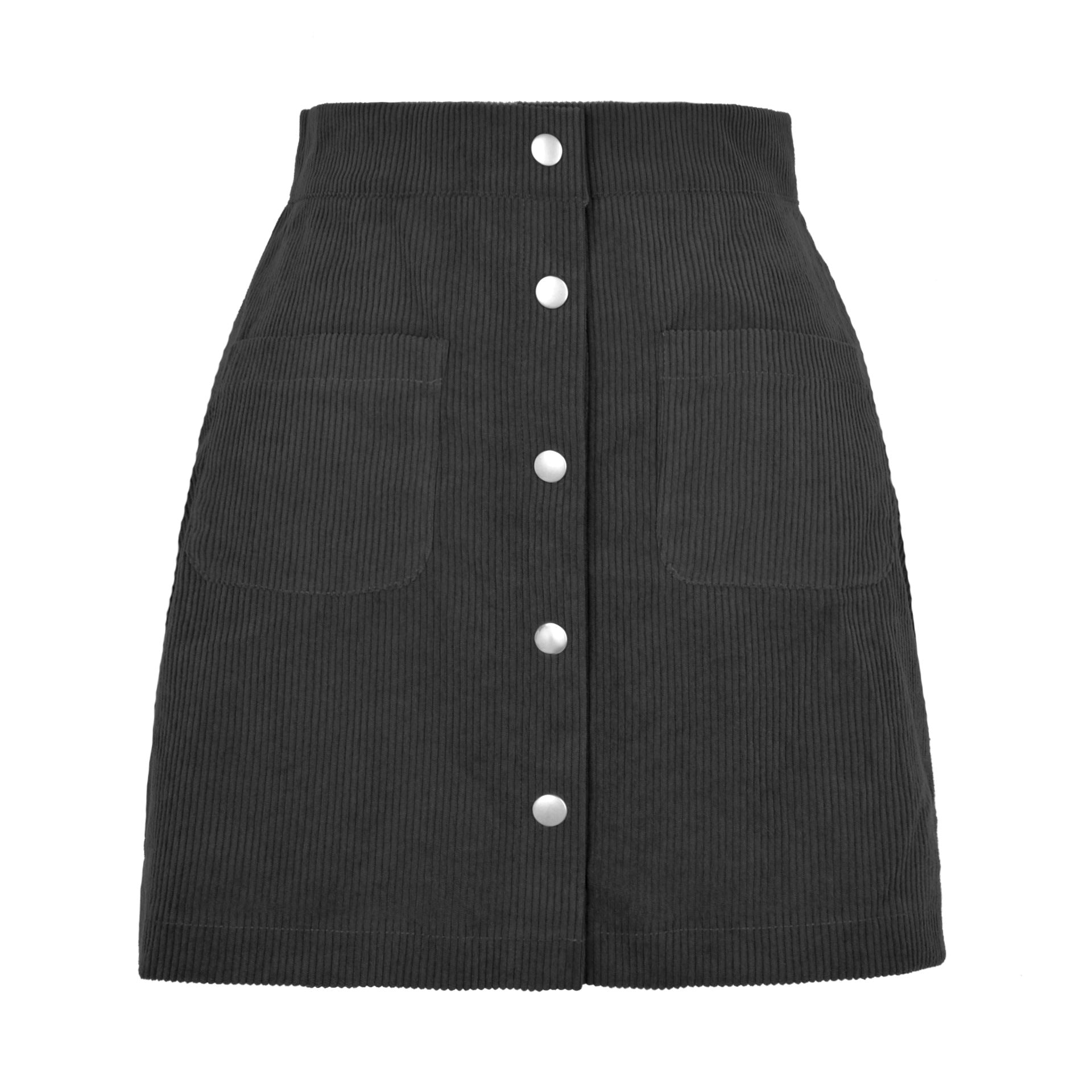 Modern single-breasted Slim Fit Solid Skirt