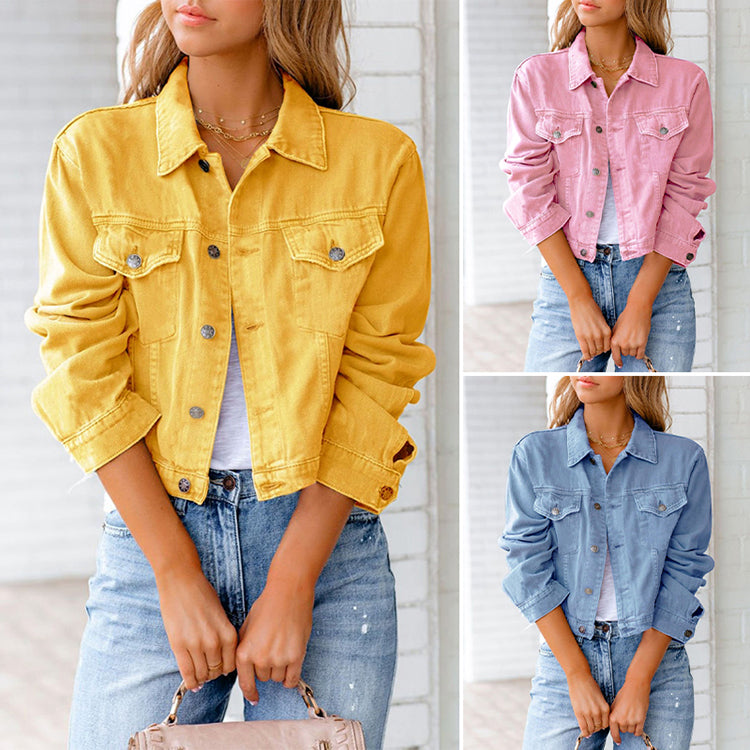 Single-coloured denim jacket