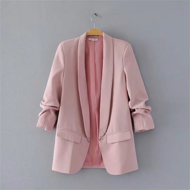 Ladies blazer with ruched sleeves