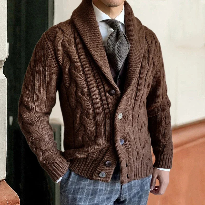 Warm men's cardigan for fall and winter