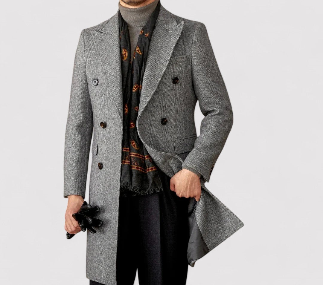 Ancien | Men's Wool Winter Coat with Double-Breasted Collar