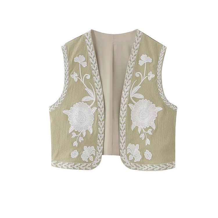 Bright floral waistcoat - Ladies vintage cardigan with V-neck