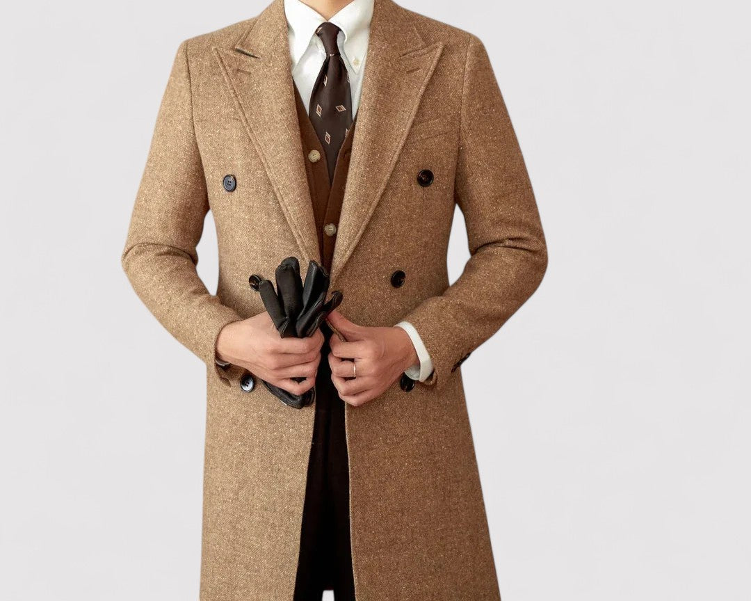 Ancien | Men's Wool Winter Coat with Double-Breasted Collar