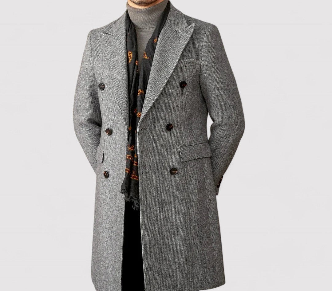 Ancien | Men's Wool Winter Coat with Double-Breasted Collar