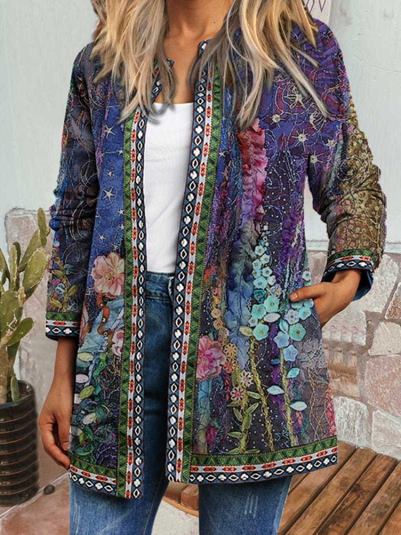 Ibiza style retro print leisure jacket