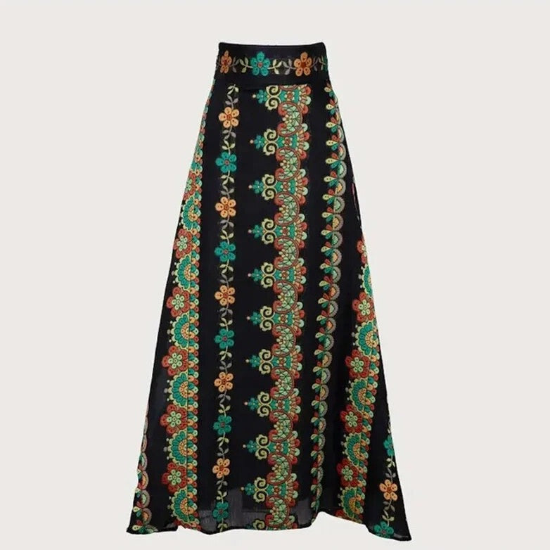 Vintage A-line skirt set with floral pattern