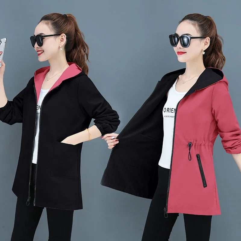 Double-sided, elegant windbreaker for women