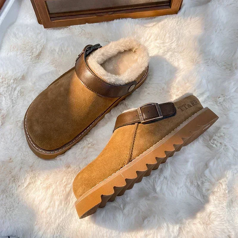 Elegant suede clogs with plush lining