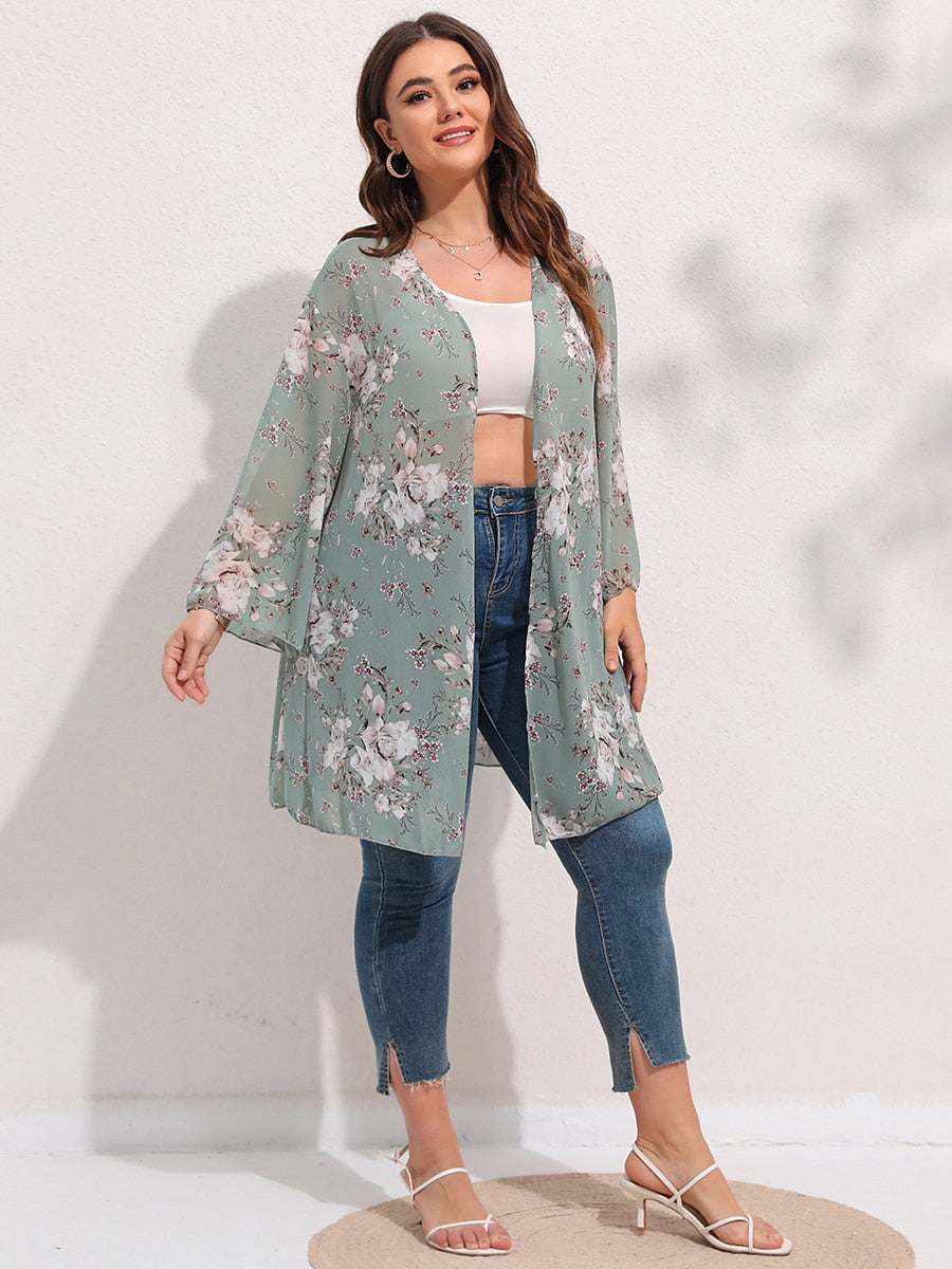 Women's chiffon kimono, oversized