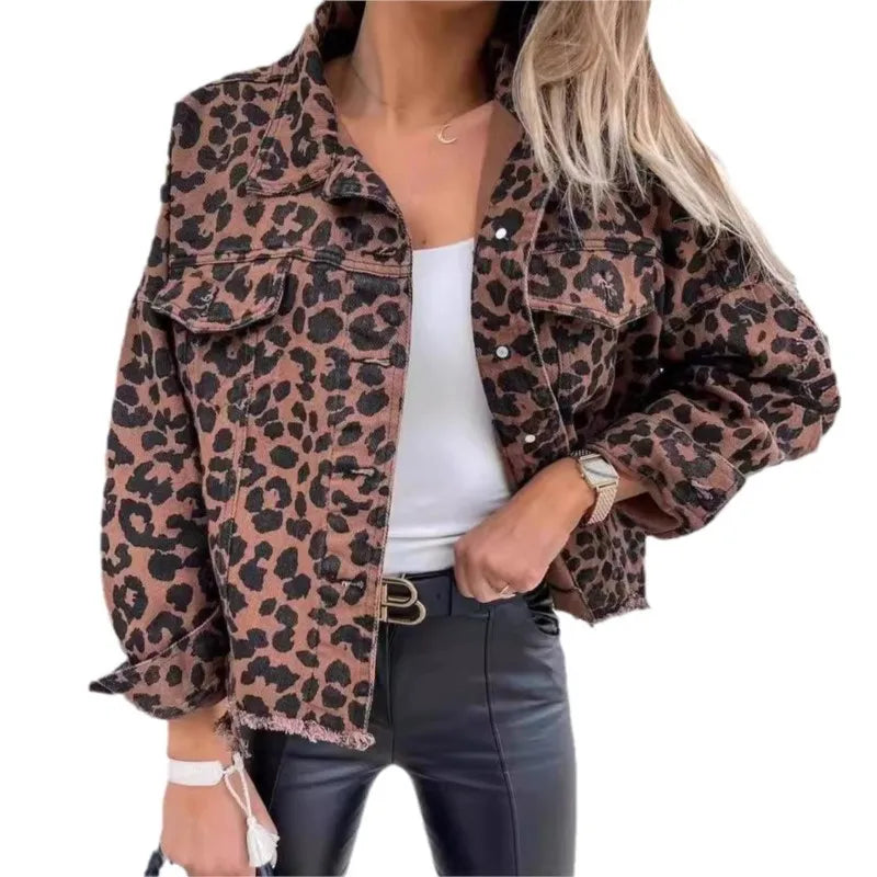 Joana - Leopard print denim jacket