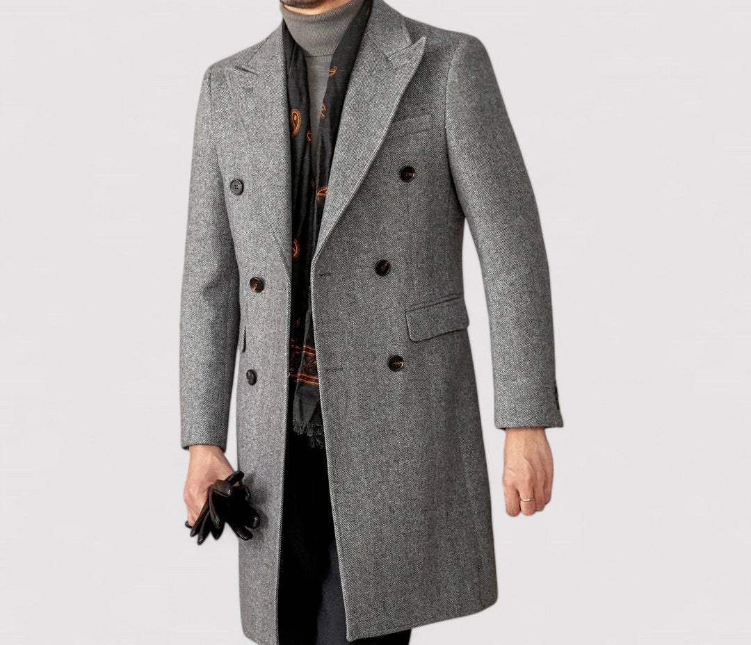 Ancien | Men's Wool Winter Coat with Double-Breasted Collar