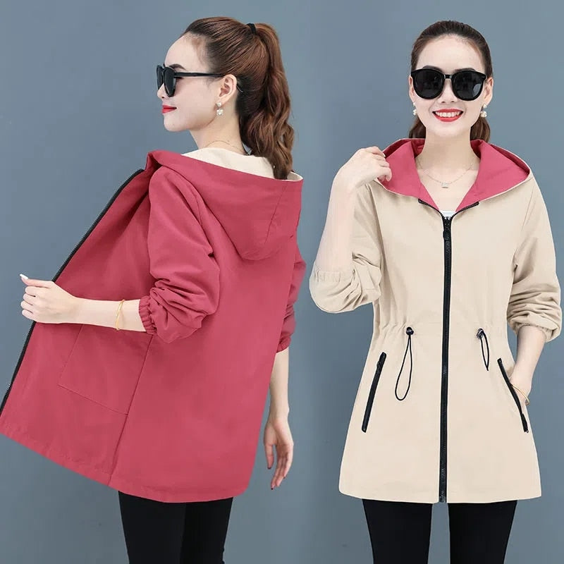 Double-sided, elegant windbreaker for women