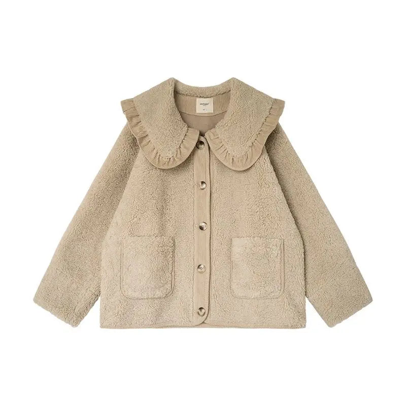 Stylish jacket with ruffled collar for women