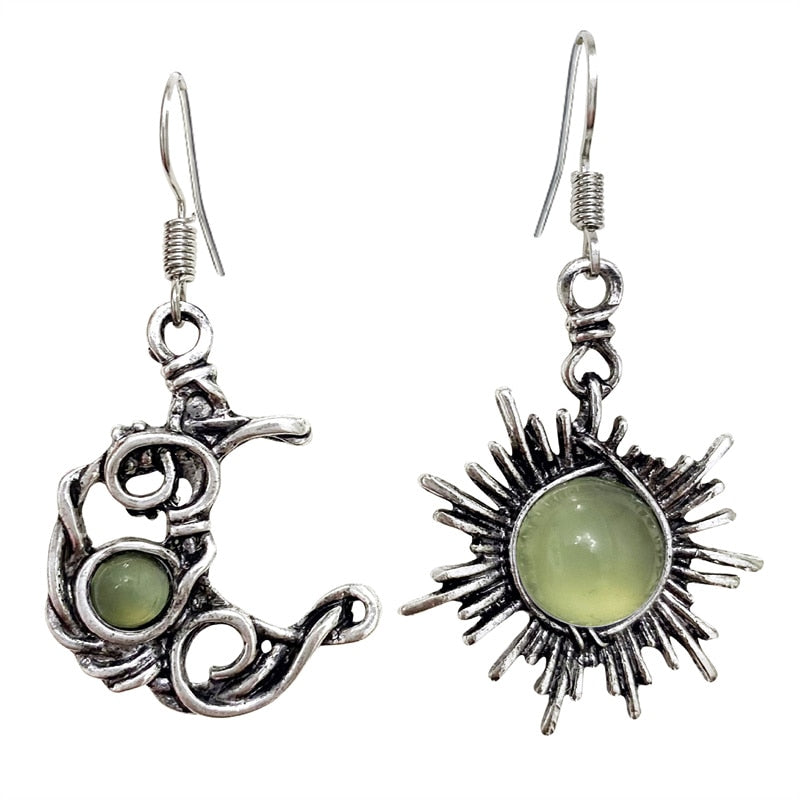 Graceful sun and moon earrings