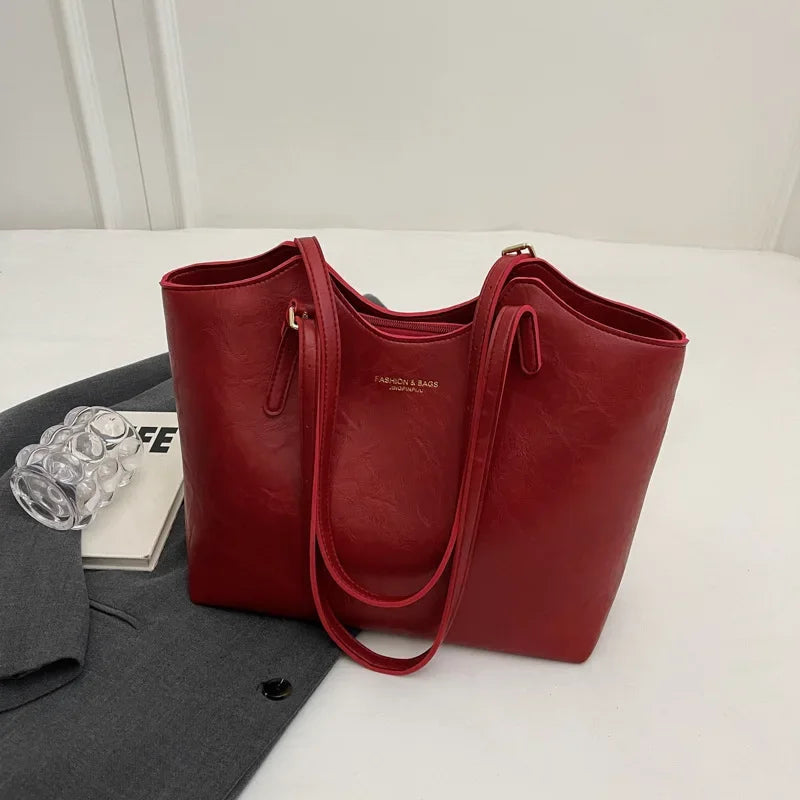 Large Capacity Leather Tote Bag