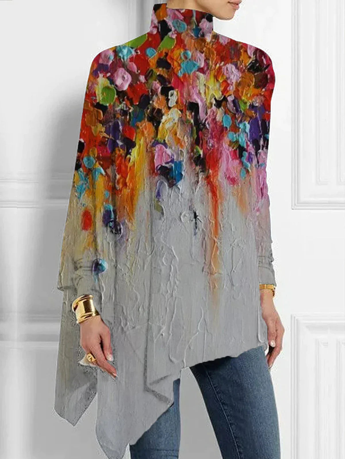 Asymmetric oil painting top