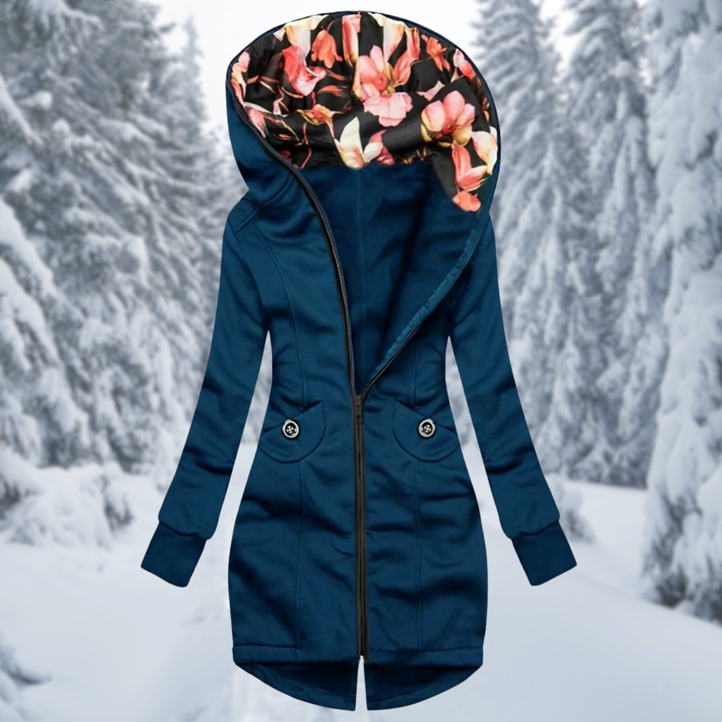 Hooded jacket with floral print