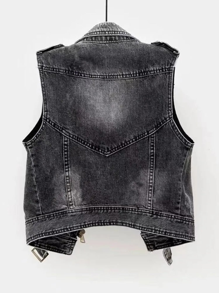 Ladies denim waistcoat with cowboy style