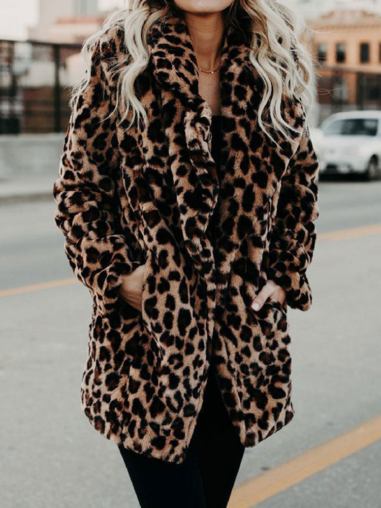 Winter jacket with leopard print