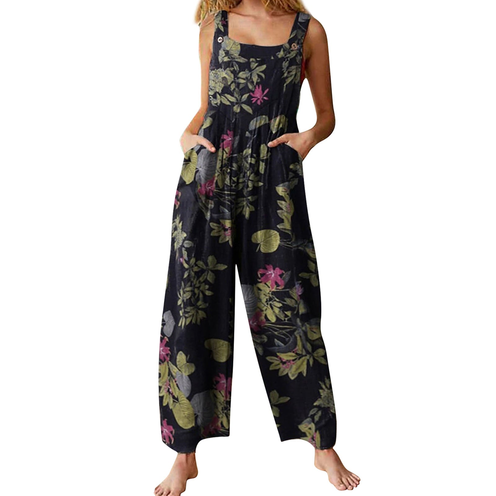 Summery jumpsuits with multicolour pattern