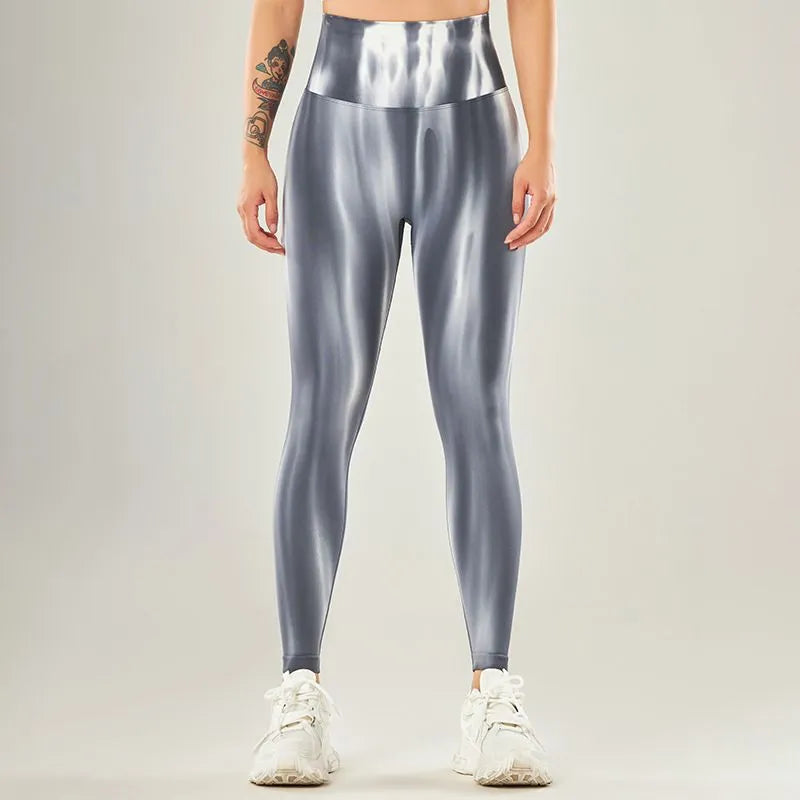 Performance leggings With High Waist and Seamless Wave Pattern