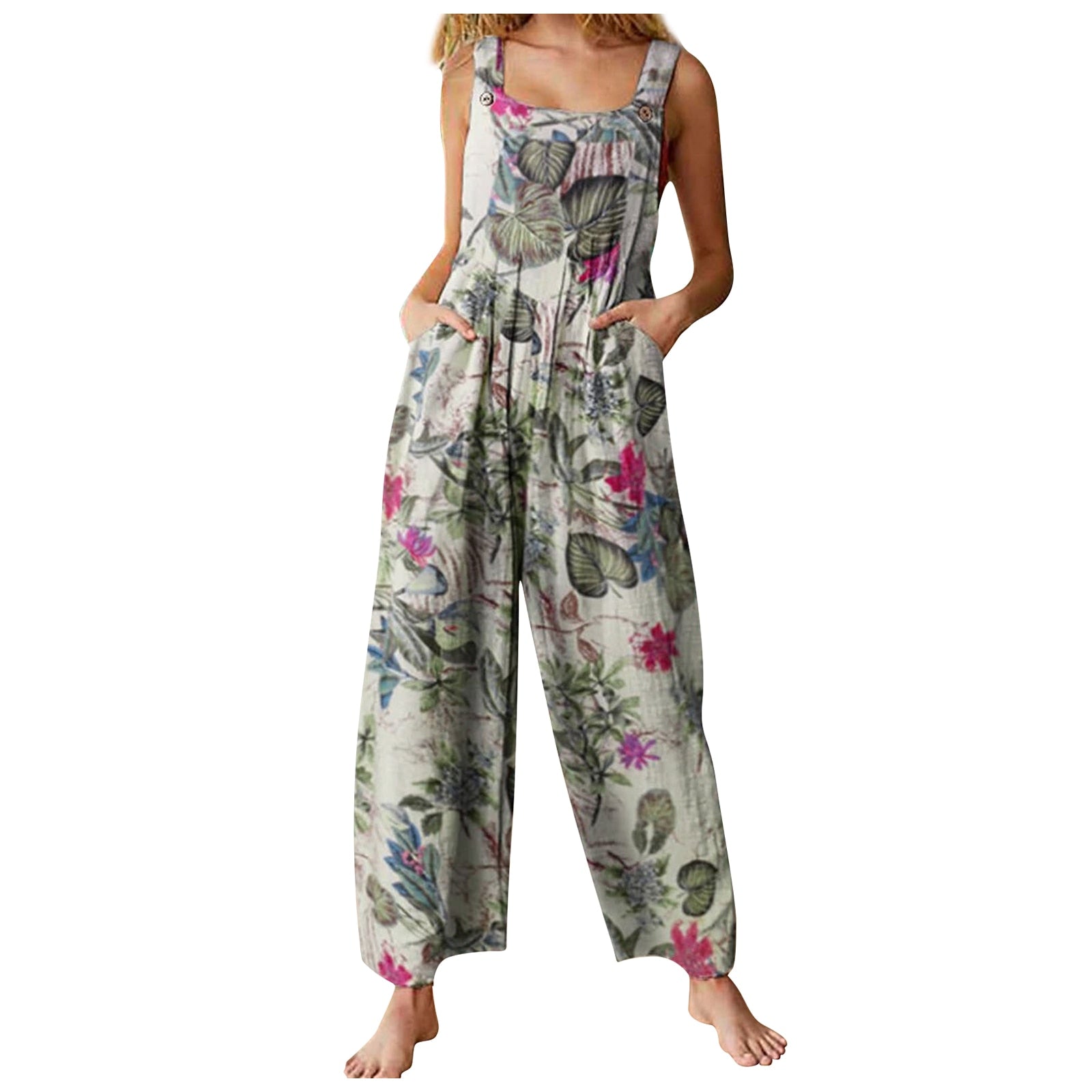 Summery jumpsuits with multicolour pattern