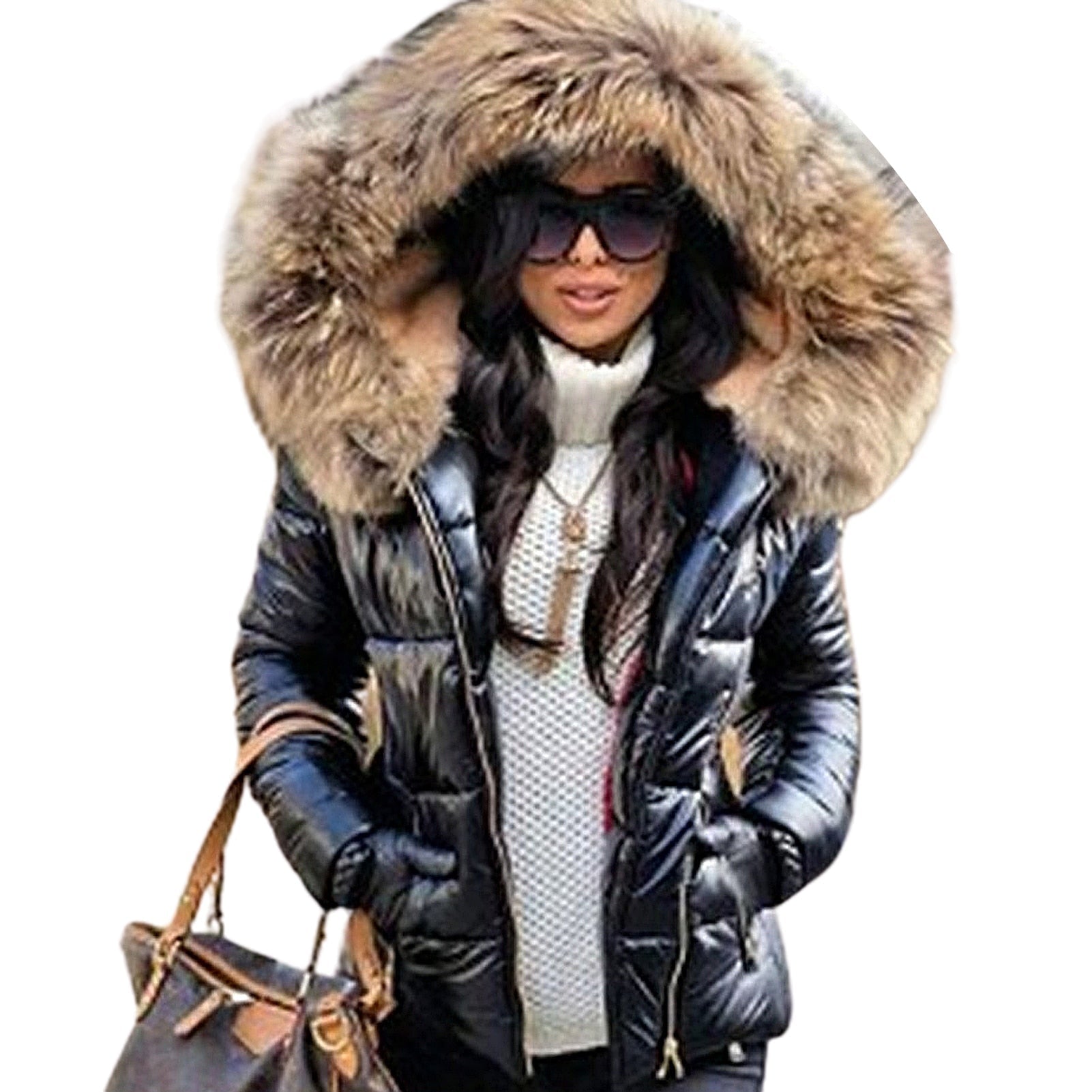 Women's coat with stylish hood