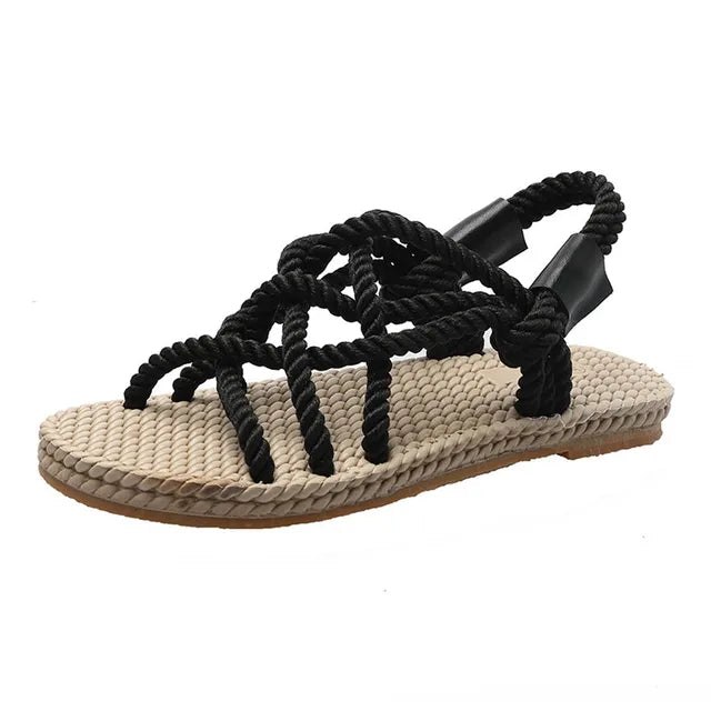 Emery - Stylish flat sandals made from braided rope