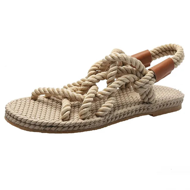 Emery - Stylish flat sandals made from braided rope