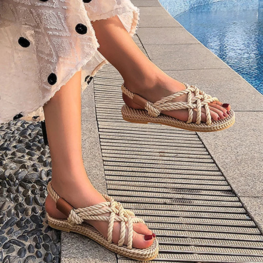 Emery - Stylish flat sandals made from braided rope