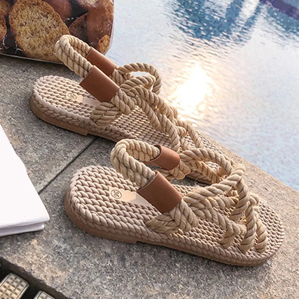 Emery - Stylish flat sandals made from braided rope