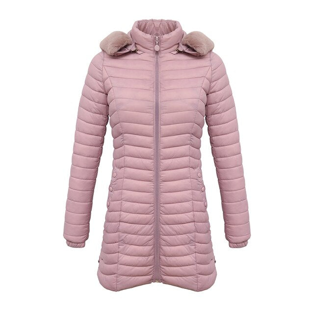 Long parka with fur hood Casual lightweight coats