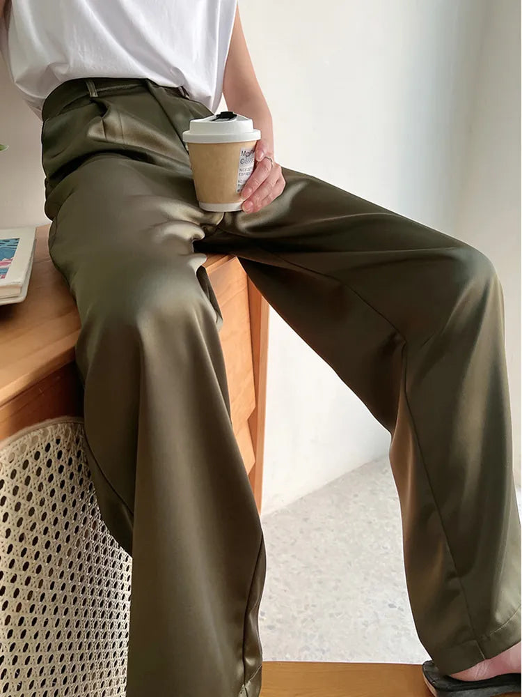 Silk satin ladies' trousers