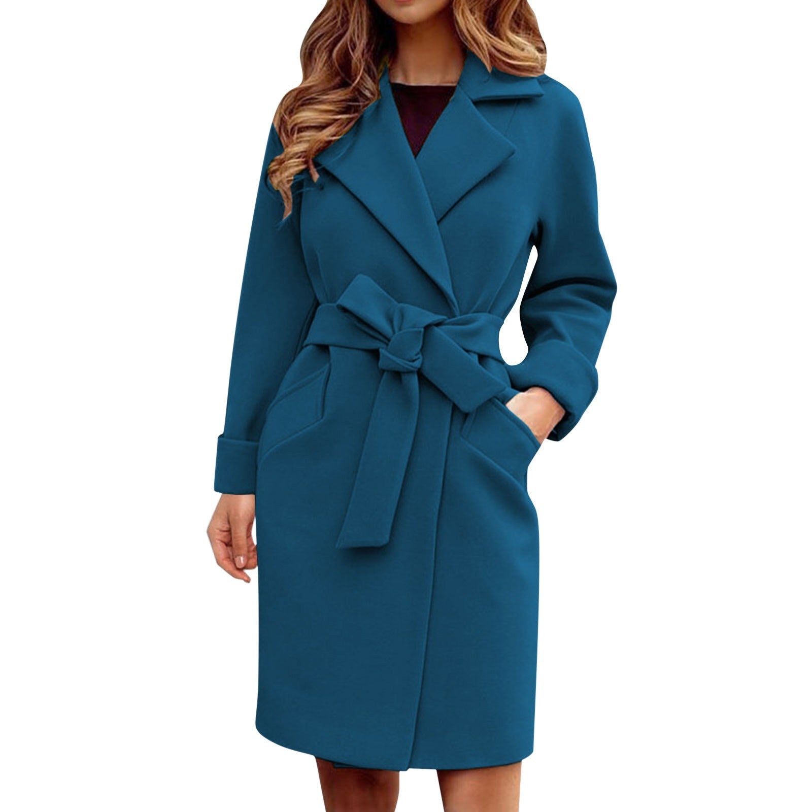 Long trench coat winter coat with button placket in bright colours