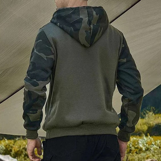 Hoodie with camouflage pattern sleeves