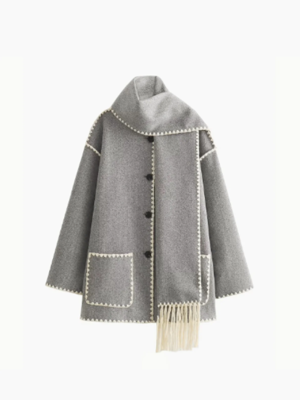 Penelope - warm coat with tasselled scarf