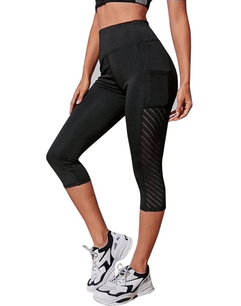 High-Waisted Mesh Panel Leggings