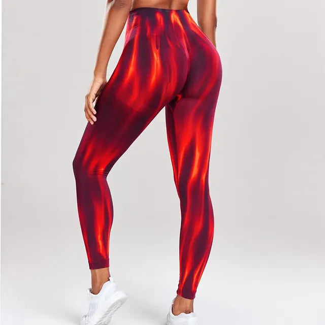 Performance leggings With High Waist and Seamless Wave Pattern