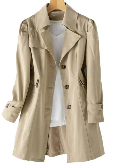 Mid-length trench coat for women