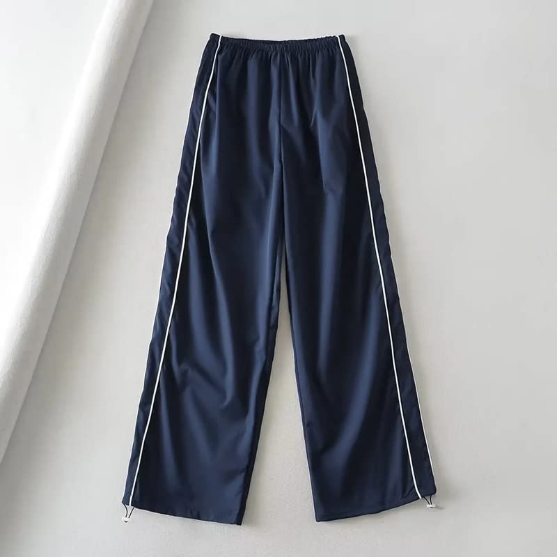 Ladies Drawstring Elasticated Low Waistband Parachute Trousers