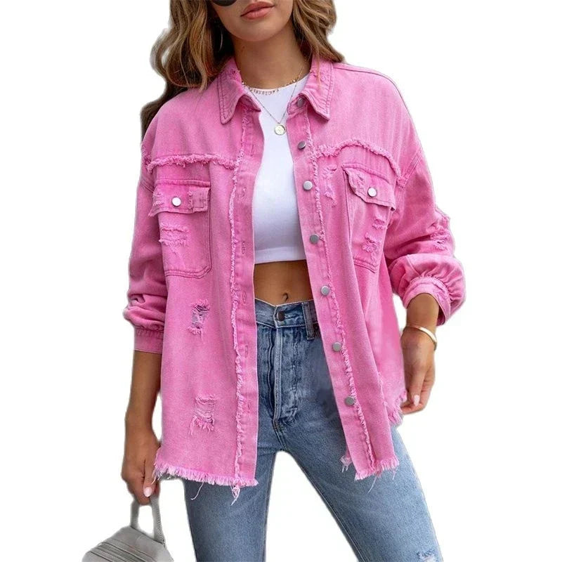 Ripped denim blazer