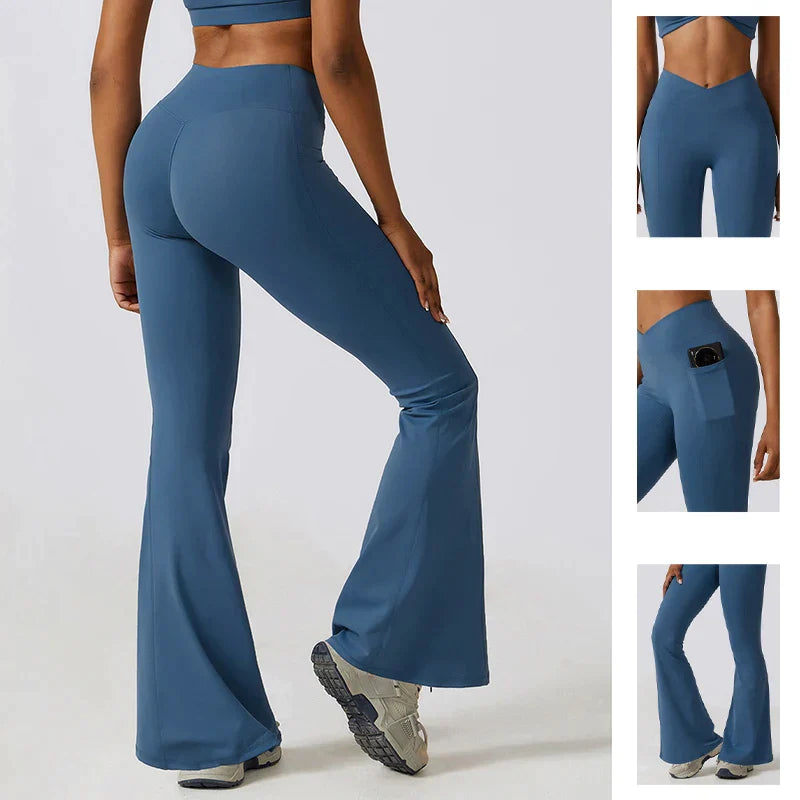 Flared fitness leggings with high waist